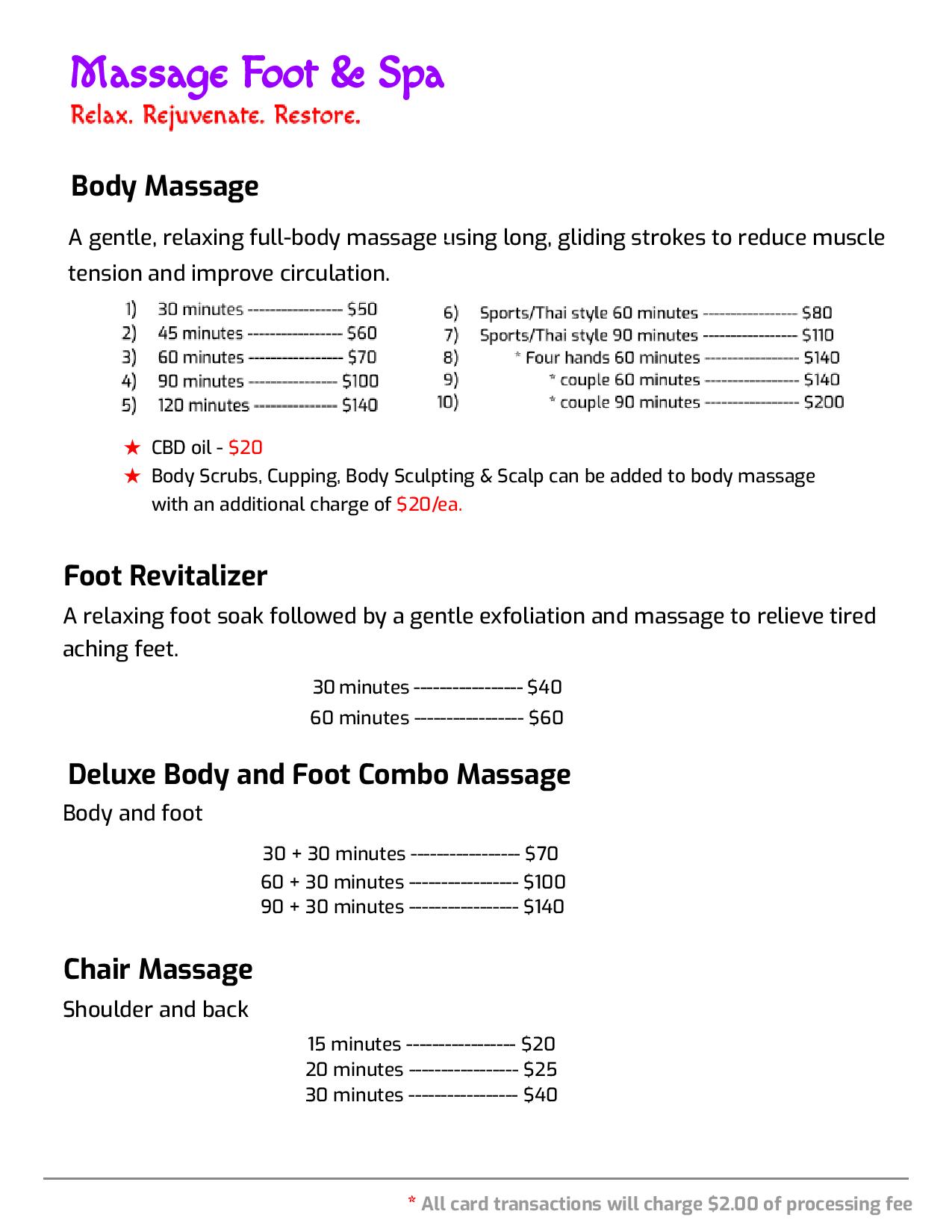 Price Menu